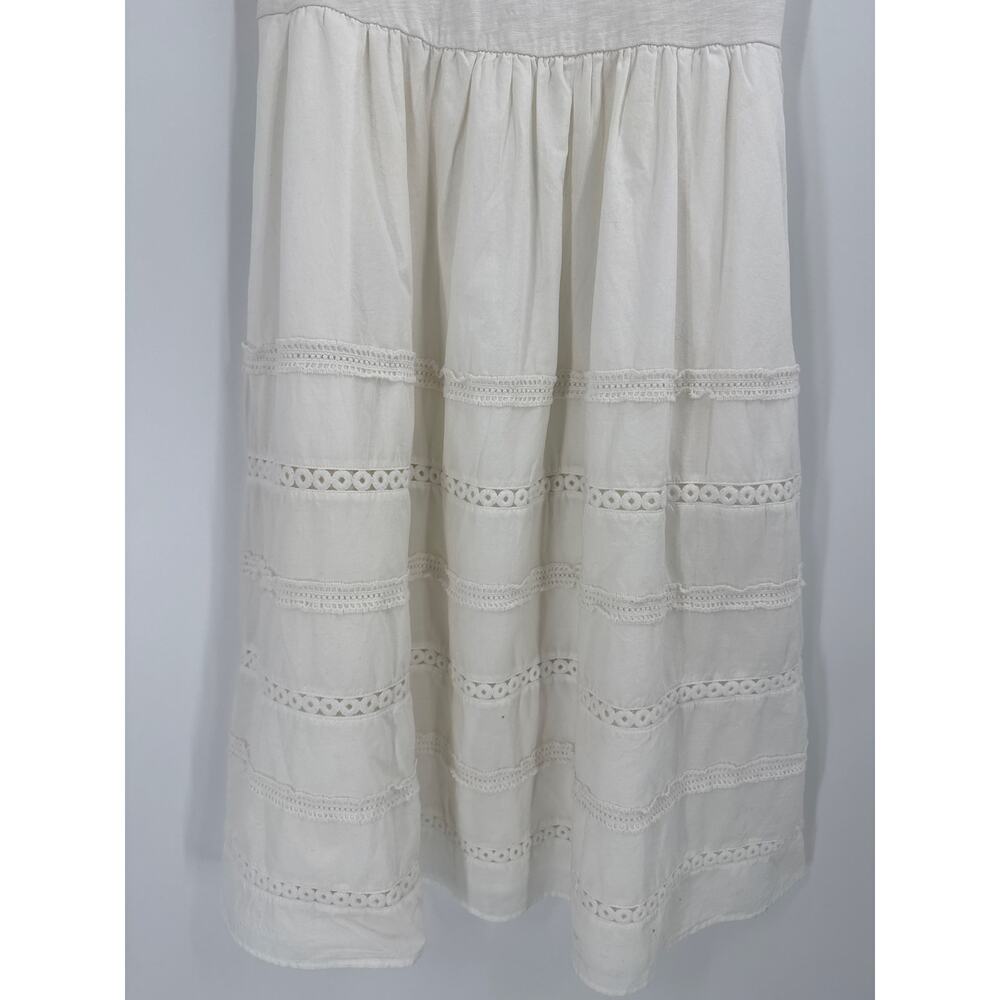 Boden Polly Mixed Media Cap Sleeve Dress Ivory White Cotton Eyelet Size 2 Petite - Picture 5 of 8